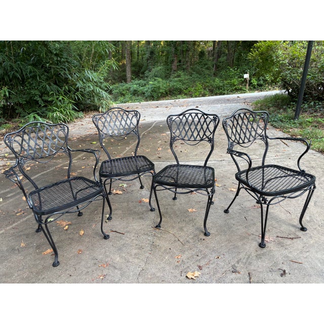 Woodard Florentine Orleans Pattern Iron Patio Chairs - Set of 4 For Sale - Image 9 of 12