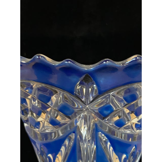 Art Deco Flared Vase in Blue Crystal, 1920 For Sale - Image 6 of 9