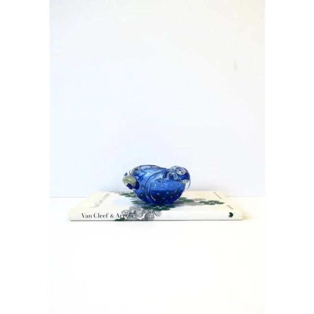 Mid-Century Modern Italian Murano Blue Art Glass Ashtray or Bowl For Sale - Image 3 of 11