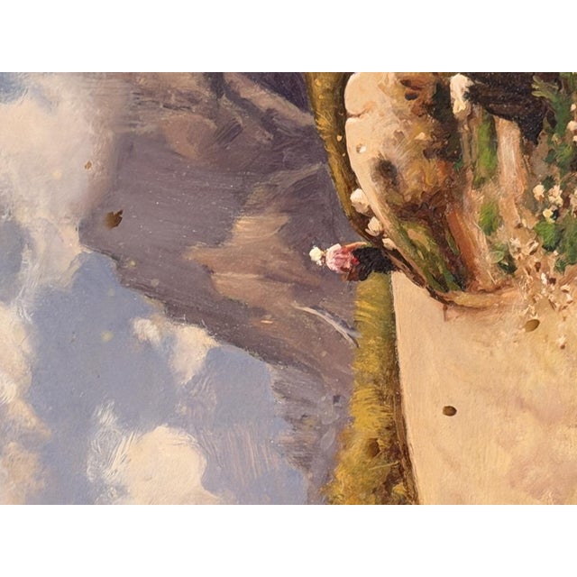 F. Squassina, Walk to the Alpe Di Siusi, 20th Century, Oil on Panel, Framed, in Very Good conditions. Designed 1890 to 1919