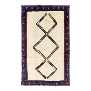 Ivory Color Fine Hand Knotted Persian Shiraz Rug