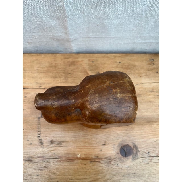 Vintage Folk Art Carved Wood Dog Head For Sale - Image 11 of 11