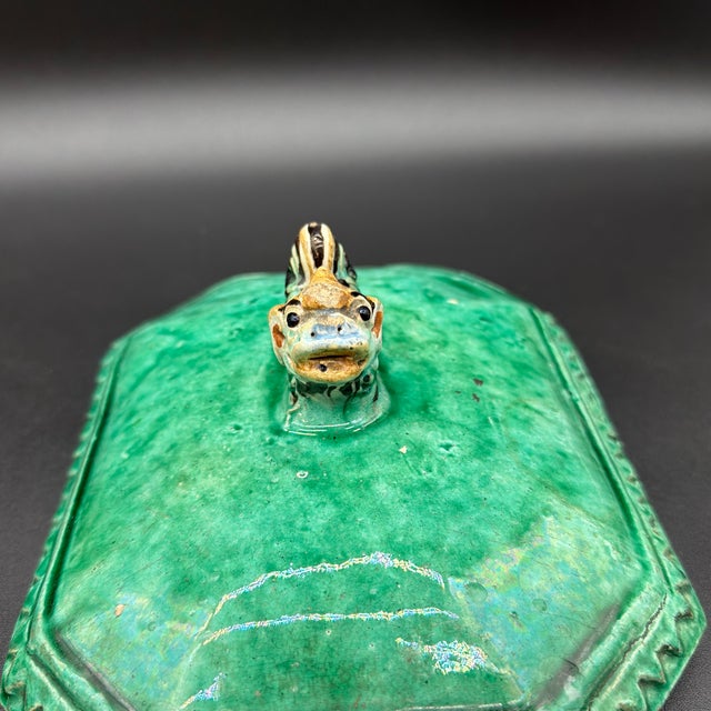 Ceramic Antique Chinese Sancai Glazed Porcelain Tureen Lids With Foo Dog Finials - a Pair For Sale - Image 7 of 12