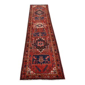 Karajeh Runner 3’1” X 11′ Red Wool Semi-Antique Tribal Hand-Knotted Rug
