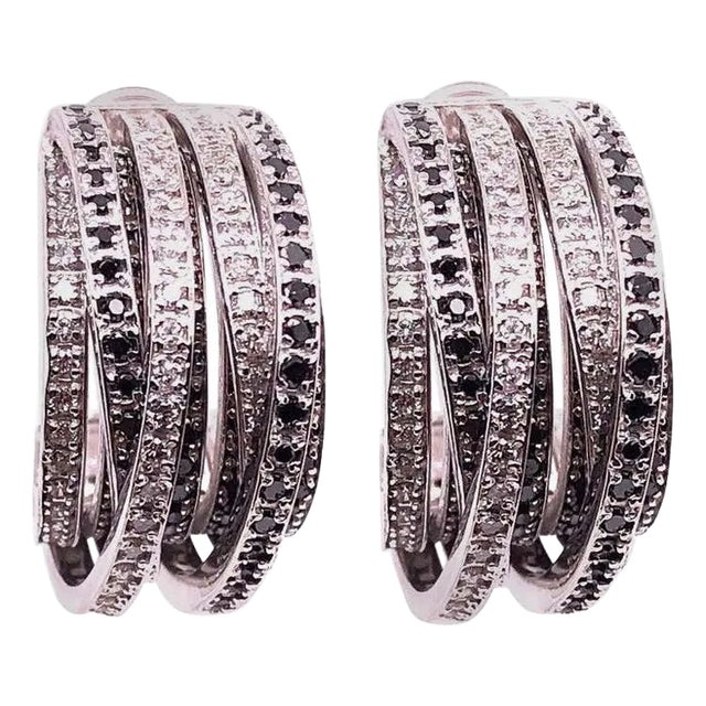 Allegra De Grisogono Style White and Colored Enhanced Black Diamond Earrings For Sale