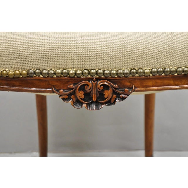 Wood Antique Victorian Carved Walnut French Tapestry Parlor Side Chairs - Set of 4 For Sale - Image 7 of 15