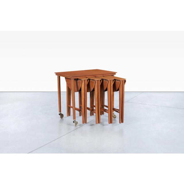 Mid-Century Modern Danish Modern Teak Nesting Table by Carlo Jensen for Poul Hundevad, 1960s For Sale - Image 3 of 12
