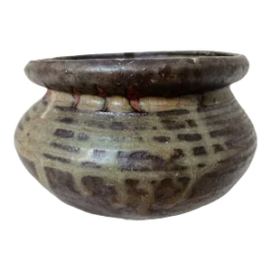 Vintage Artist Pottery Small Pot With Curves and Lip Earthy Browns
