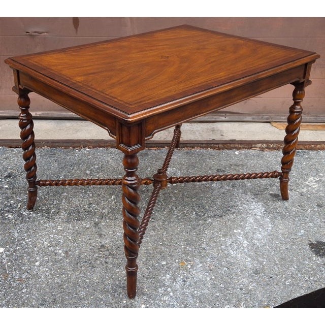 Late 20th Century Late 20th Century Maitland-Smith Banded Mahogany Barley Twist Legs Side Table For Sale - Image 5 of 15