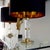 Pair of very large table lamps by Kaiser circa 1965-1970, featuring a structured glass column with polished and patinated...