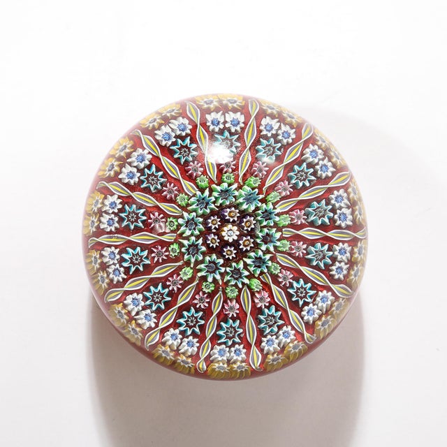 Mid-Century Modern Mid-Century Modernist Hand-Blown Murano Glass Millefiori Paperweight For Sale - Image 3 of 9