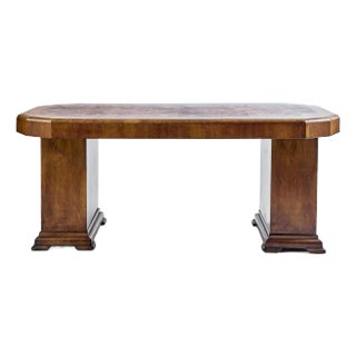 1920s Vintage Art Deco Burl Wood Desk For Sale