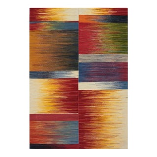 1990s Handwoven Scandinavian Style Kilim Rug 4’6″ X 6’5″ For Sale