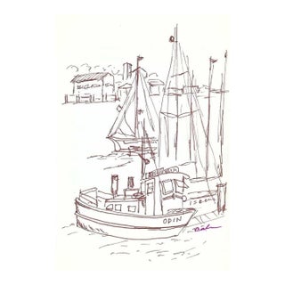 Myriam Cahn Boat Docks Drawing For Sale