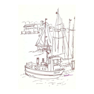 Myriam Cahn Boat Docks Drawing