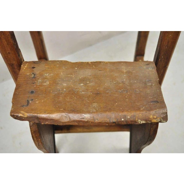 Antique French Provincial Country Oak Wood Folding Library Step Ladder For Sale In Philadelphia - Image 6 of 12