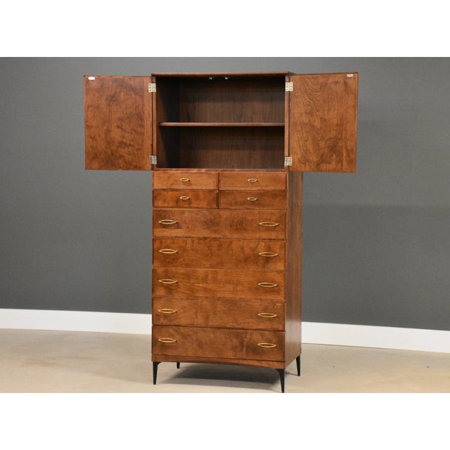 Heywood-Wakefield 1960s Refinished Heywood Wakefield Contessa Armoire Dresser For Sale - Image 4 of 13