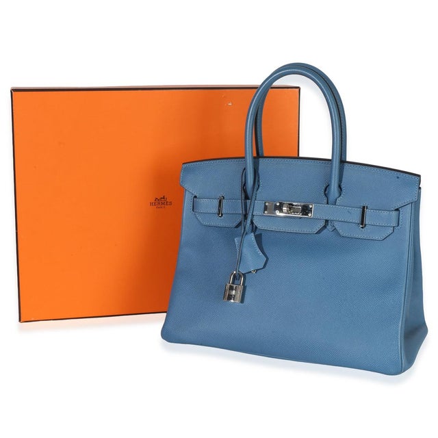 Blue Bleu Brighton Epsom Birkin 30 PHW For Sale - Image 8 of 10