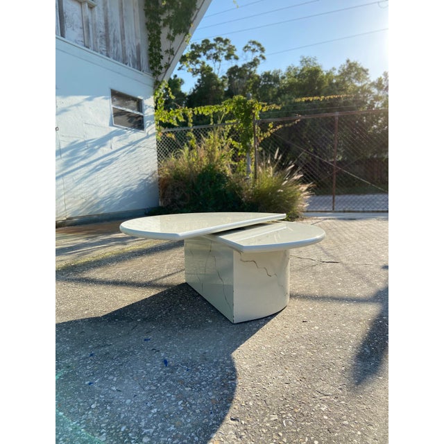 Off-white Karl Springer Style Modern Swivel Top Half Moon/Full Moon Coffee Table For Sale - Image 8 of 13