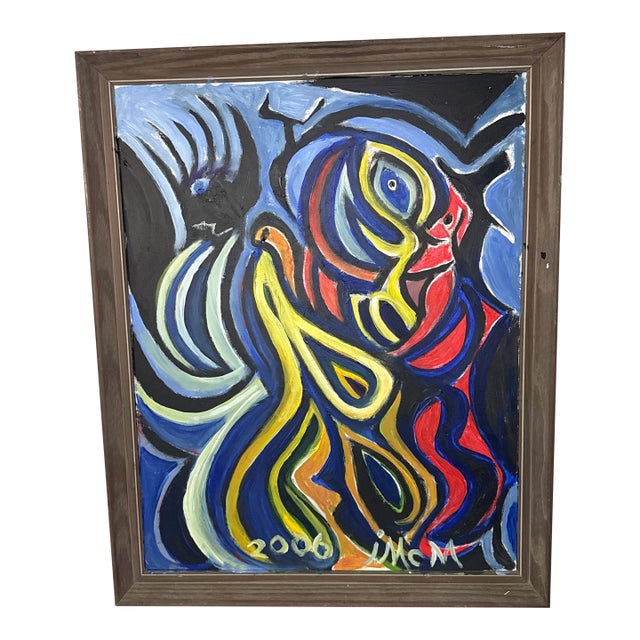Early 20th Century Vintage Abstract Painting by Listed Artist John McMahon's ~Framed, Framed For Sale