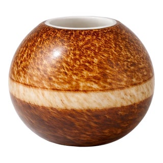 Studio Pottery Orb Vase With Tortoiseshell Glaze Band For Sale