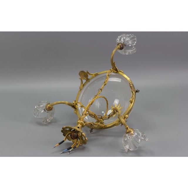 Four Light French Neoclassical Style Gilt Bronze and Glass Chandelier For Sale - Image 15 of 18