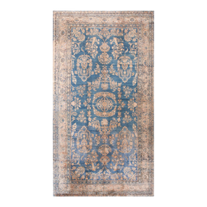 Marvelous Blue Color With Great Medallion Design Antique Kirman Lavar Rug