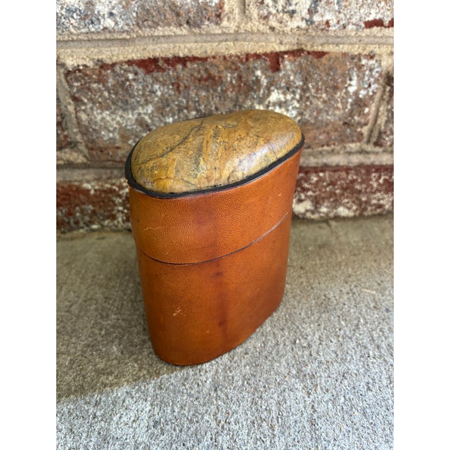 Animal Skin Vintage Leather Box With Stone Top For Sale - Image 7 of 12