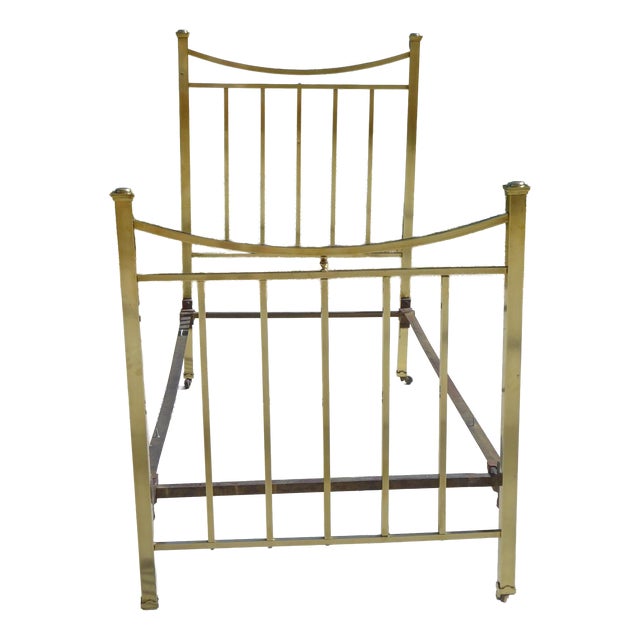 Antique Bed in Gilt Brass, 1890s For Sale