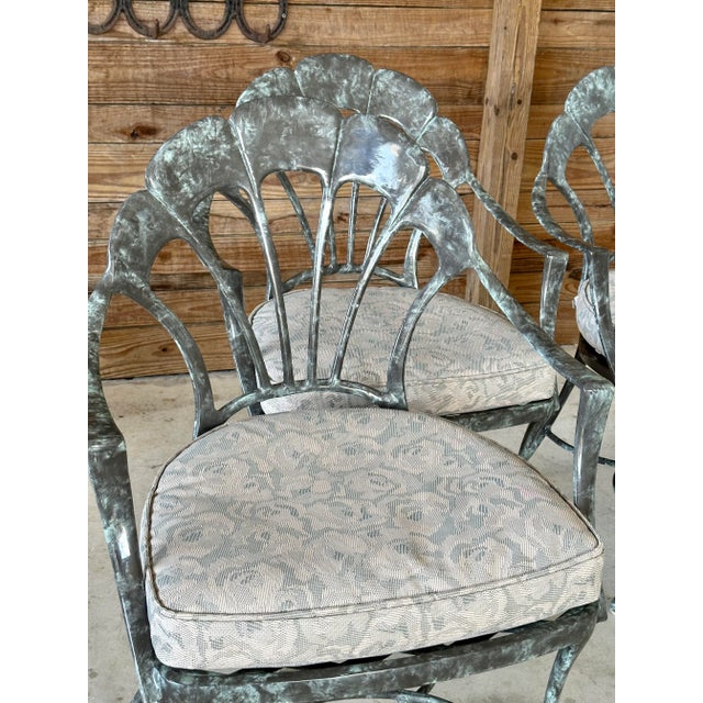 Metal 1980’s Brown Jordan Aluminum Venetian Scalloped Shell Dining Chairs - Set of 4 For Sale - Image 7 of 13