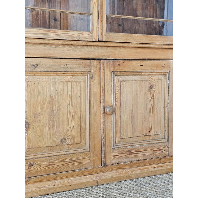 Grand Antique English Pine Cabinet With Glass Doors - Circa 1890 For Sale - Image 10 of 14