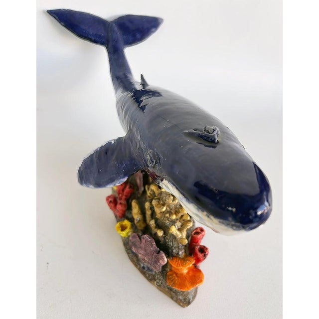 Blue Unique Hand-Made Sculptural Glazed Ceramic Humpback Whale by Rexx Fischer For Sale - Image 8 of 10