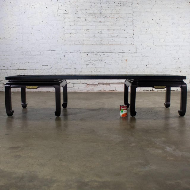 Mid-20th Century Double Ming Style Base Coffee Table Chow Legs Black Painted Style of Baker For Sale - Image 16 of 18