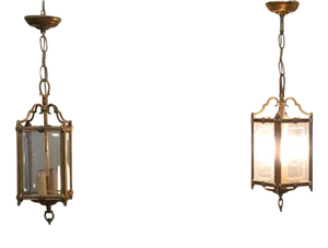 French Art Deco Hanging Lanterns, 1920s, Set of 2