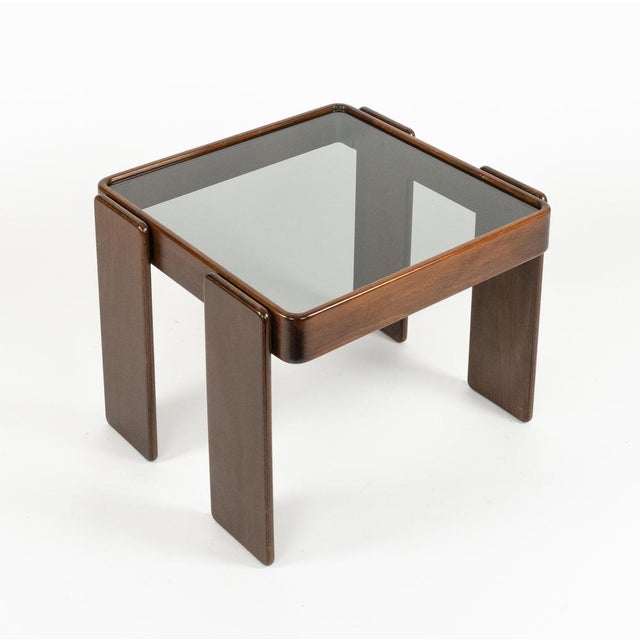 Wood and Glass Nesting Tables by Gianfranco Frattini, Italy, 1970s, Set of 3 For Sale - Image 16 of 18