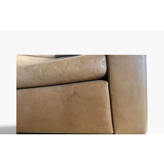 Brown Set of 2- Brown Genuine Leather Club Chairs, 1980s For Sale - Image 8 of 11