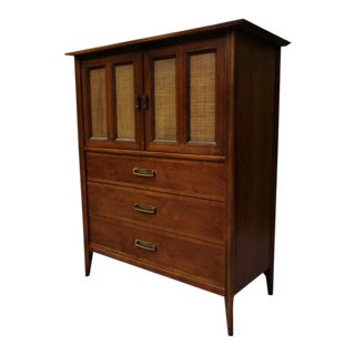 Mid Century Stanley Walnut Dresser Wardrobe Chest For Sale