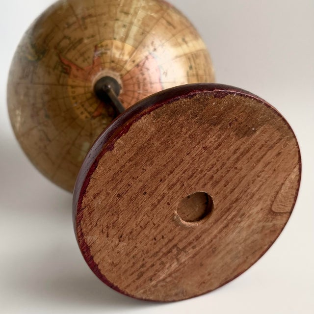 1940s–1950s English Geographia 8-Inch Terrestrial Globe on Turned Red Wood Base For Sale - Image 9 of 12