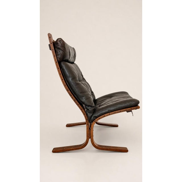 Vintage 'Siesta' armchair designed by Ingmar Relling and manufactured by Westnofa in Norway. Dark brown leather in good...