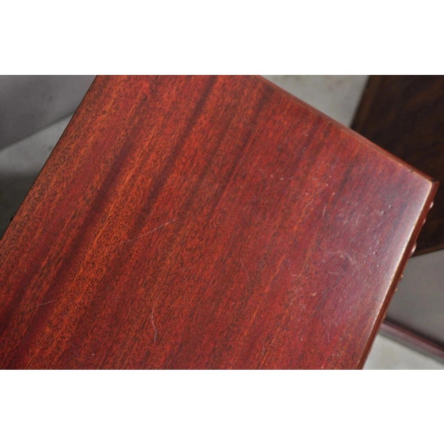 Early 20th Century Vintage Chinese Chippendale Mahogany 2 Drawer Nightstands Bedside Tables - Pair For Sale - Image 5 of 12