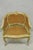 French Vintage French Louis XV Style Green Painted Gold Gilt Cane Bergere Arm Chair For Sale - Image 3 of 17