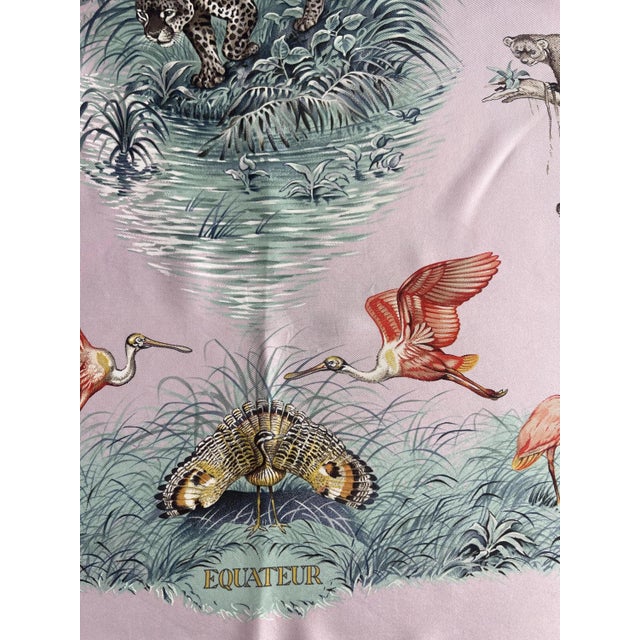 Pink Hermès Pink Silk Scarf Équateur 1988 Robert Dallet For Sale - Image 8 of 9