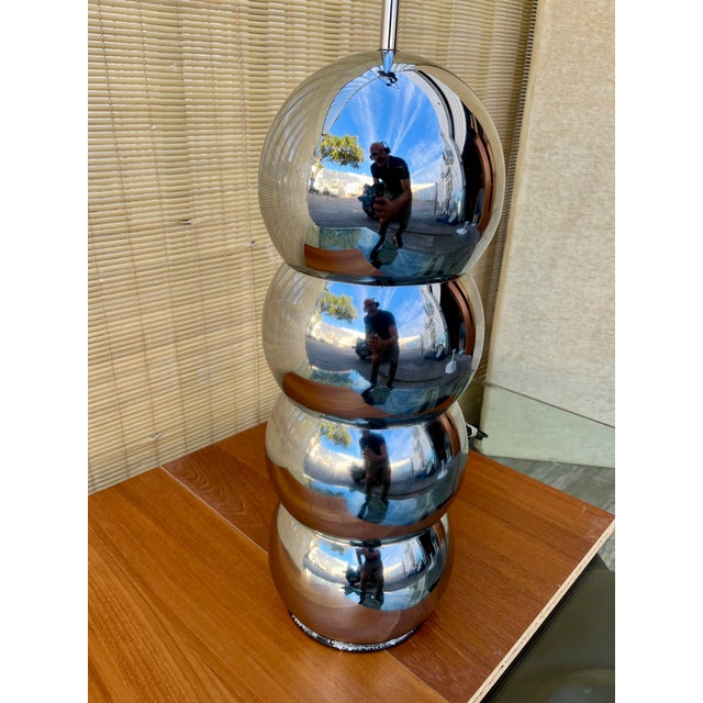Mid Century Modern Chrome Stacked Ball Table Lamp in the Kovacs's Style. Circa 1970s For Sale - Image 11 of 15