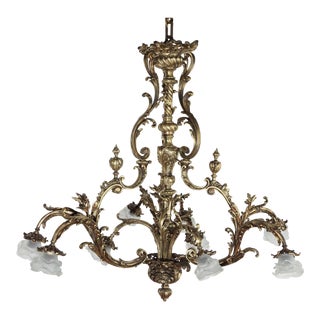 Late 19th Century French Brass Eight-Arm Chandelier For Sale