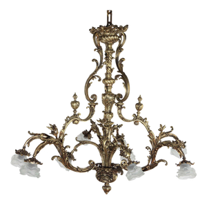 Late 19th Century French Brass Eight-Arm Chandelier