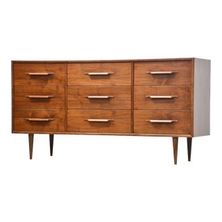 Refinished Walnut Long Dresser For Sale