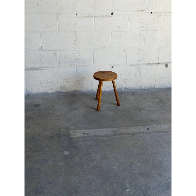 Brown Vintage Danish Mid Century Modern Solid Wood Milking Stool Tripod Side Table For Sale - Image 8 of 8
