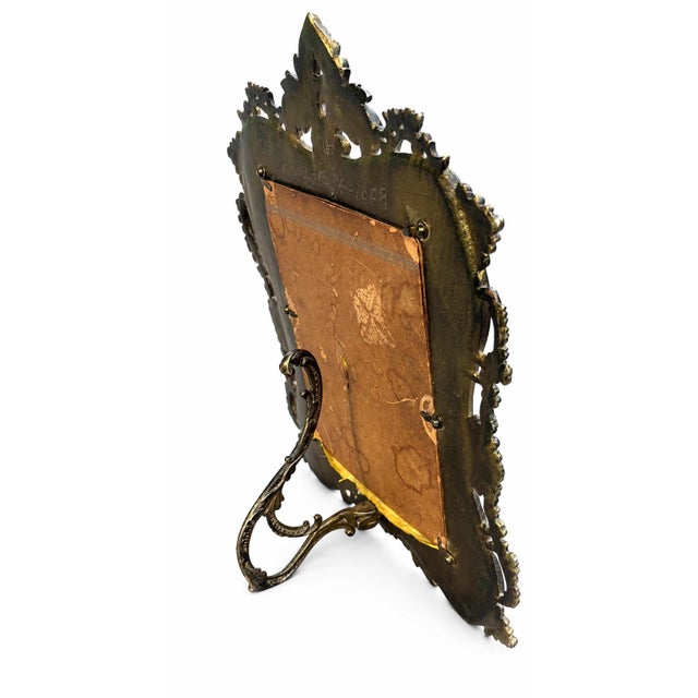 Antique Early 20th-Century Ornate Cast Metal Rococo Revival Picture Frame, Circa 1920s–1940s For Sale - Image 11 of 11
