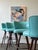 Mid-Century Modern Vintage Pink Vinyl Bar & 4 Aqua Barstools Set For Sale - Image 3 of 18