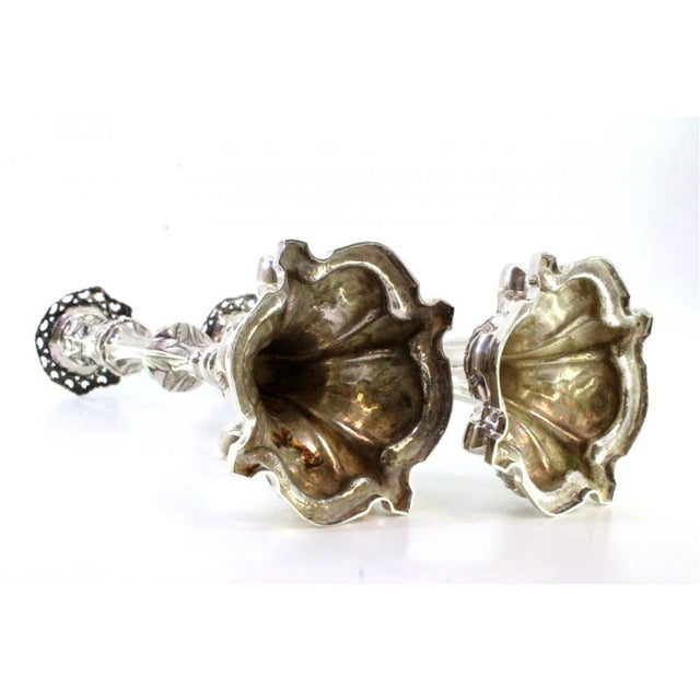 Silver Candlesticks with Stems Revealed with Palms, Set of 2 For Sale - Image 5 of 9